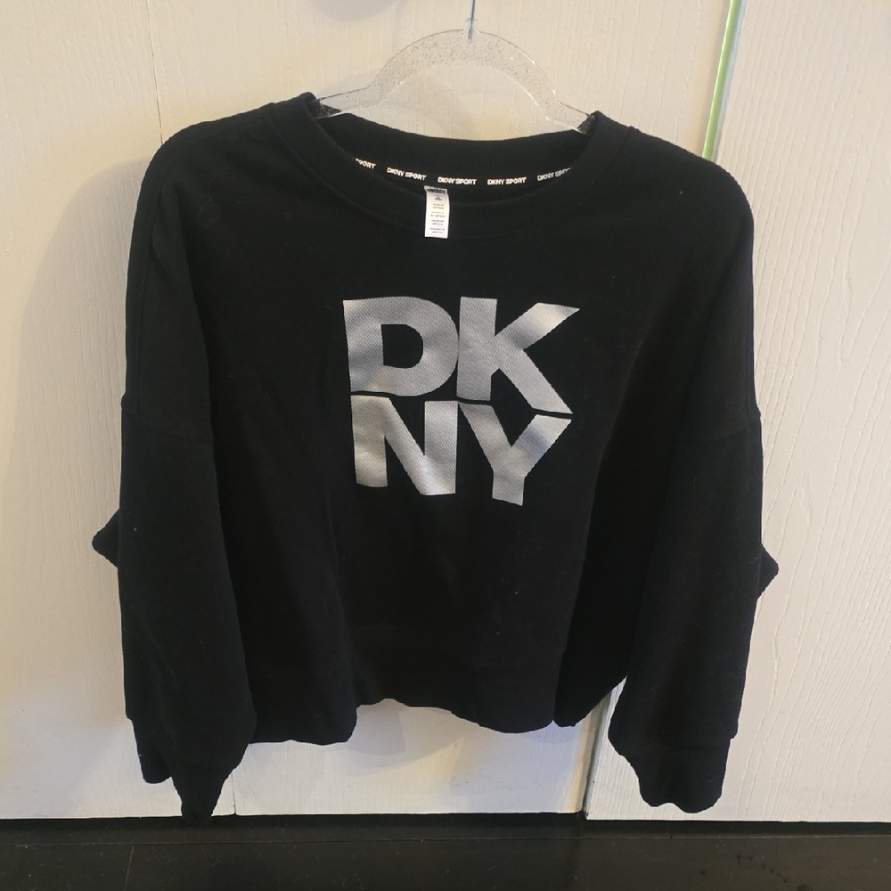 DKNY Black Pullover with Metallic Logo